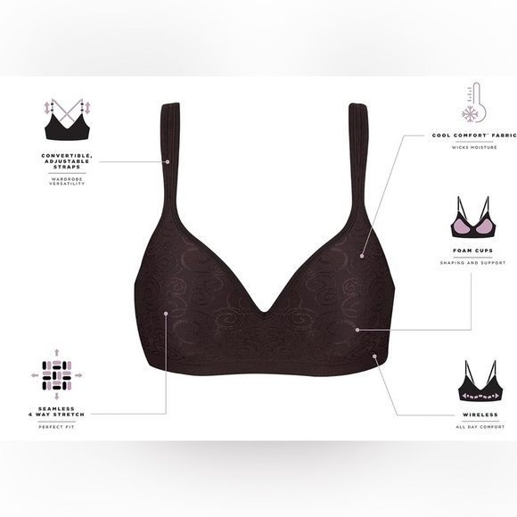 Bali Women's Comfort Revolution Full Coverage Wirefree Bra NWT - Picture 5 of 6